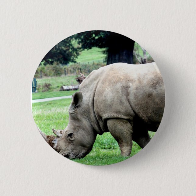 Macaron Rond 5 Cm Pâturage du bouton blanc de rhinocéros (Devant)