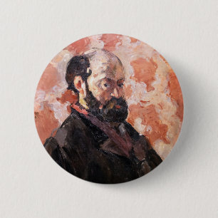 Macaron Rond 5 Cm Paul Cezanne - Autoportrait avec arrière - plan ro