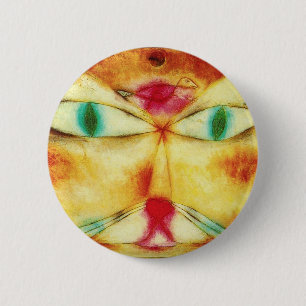 Macaron Rond 5 Cm Paul Klee Cat et Bouton d'oiseau