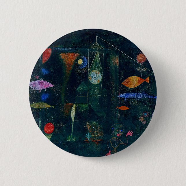 Macaron Rond 5 Cm Paul Klee Fish Magic Peinture Abstraite Art graphi (Devant)