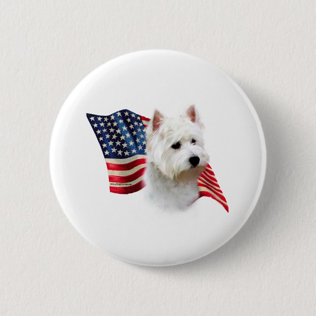 Macaron Rond 5 Cm Pavillon West Highland White Terrier (Devant)