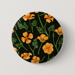 Macaron Rond 5 Cm Pavot de Californie, fleurs d'été, orange wil