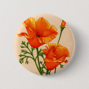 Macaron Rond 5 Cm Pavot de Californie Pavot de Californie orange
