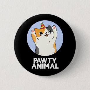 Macaron Rond 5 Cm Pawty Animal Funny Party Chat Pun Dark BG