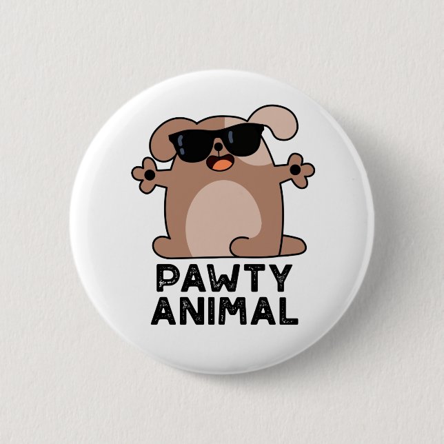 Macaron Rond 5 Cm Pawty Animal Funny Party Chien Pun (Devant)
