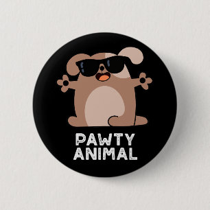 Macaron Rond 5 Cm Pawty Animal Funny Party Chien Pun Dark BG