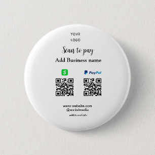 Macaron Rond 5 Cm Paypal Cashapp numérisation pour payer QR ajouter