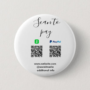 Macaron Rond 5 Cm Paypal Cashapp scan pour payer QR ajouter le nom d