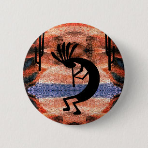 Macaron Rond 5 Cm Paysage du désert de Kokopelli Moaselli