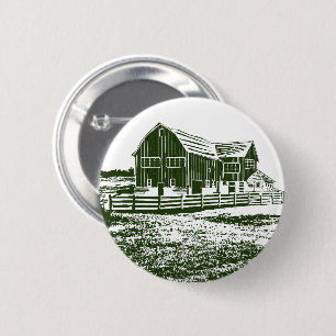 Macaron Rond 5 Cm Paysage rural maison de ferme de style coupe