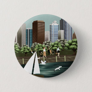 Macaron Rond 5 Cm Paysage urbain