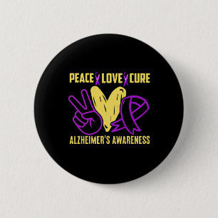 Macaron Rond 5 Cm Peace Cure Love La sensibilisation à Alzheimer