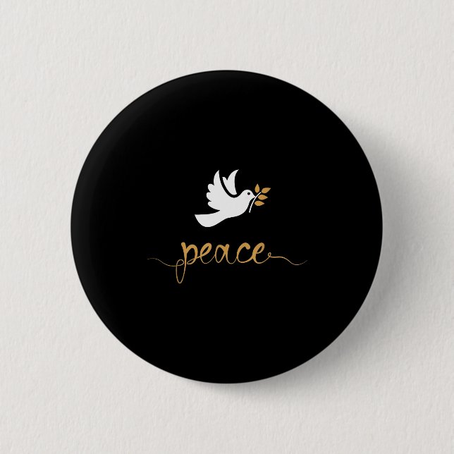 Macaron Rond 5 Cm Peace Dove  (Devant)
