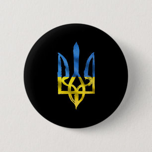 Macaron Rond 5 Cm Peace for Ukraine Ukrainian vintage trident suppor