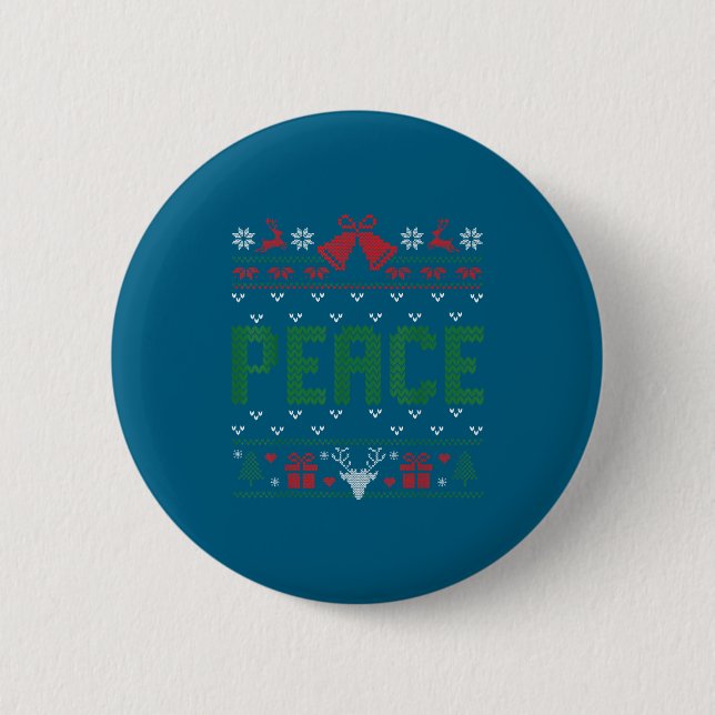 Macaron Rond 5 Cm Peace I Come In Peace Couple Matching Ugly Christm (Devant)