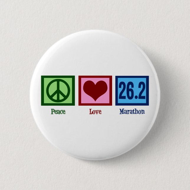 Macaron Rond 5 Cm Peace Love 26.2 Marathon Runner (Devant)