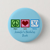 Peace Love 30th Birthday Custom Blue Monogramme