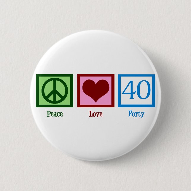 Macaron Rond 5 Cm Peace Love 40e anniversaire mignonne fête (Devant)