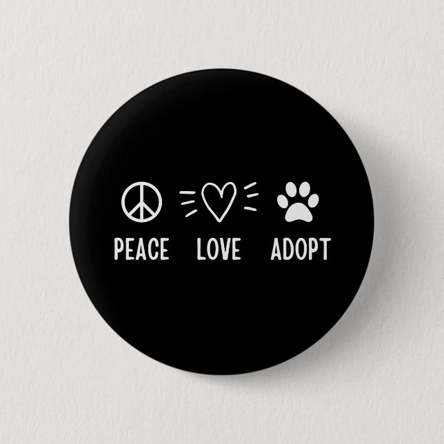 Macaron Rond 5 Cm Peace Love Adopter (Devant)