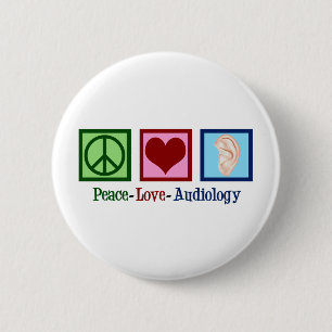Macaron Rond 5 Cm Peace Love Audiology Cute Audiologiste
