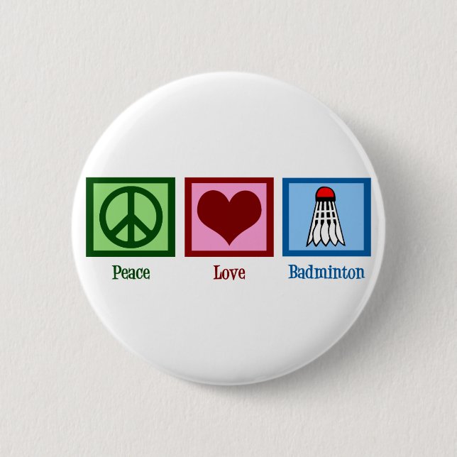 Macaron Rond 5 Cm Peace Love Badminton (Devant)