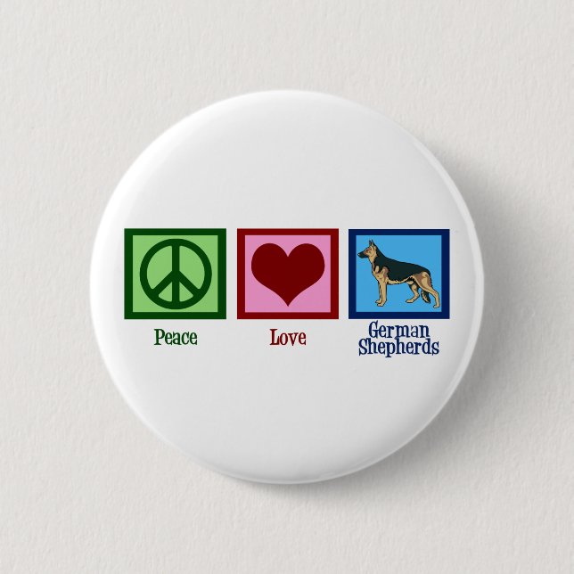 Macaron Rond 5 Cm Peace Love Bergers allemands (Devant)