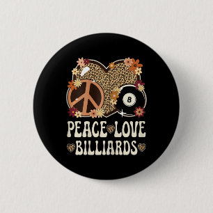 Macaron Rond 5 Cm Peace Love Billiards Lover Empreinte de léopard Gi