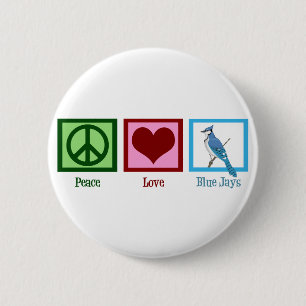 Macaron Rond 5 Cm Peace Love Blue Jays