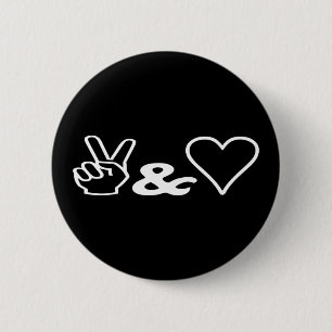 Macaron Rond 5 Cm Peace & Love Button