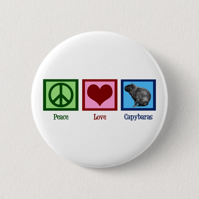 Macaron Rond 5 Cm Peace Love Capybaras (Devant)