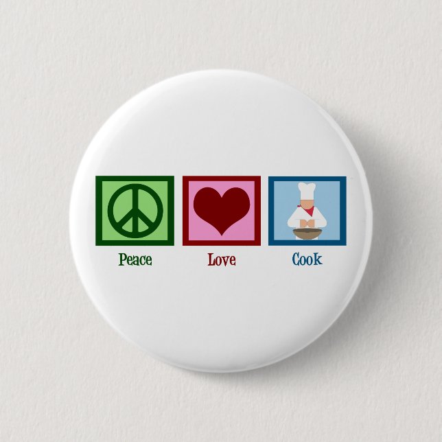 Macaron Rond 5 Cm Peace Love Cook (Devant)