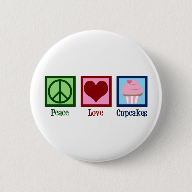 Macaron Rond 5 Cm Peace Love Cupcakes Cute Baker (Devant)