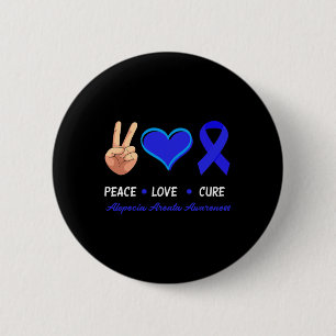 Macaron Rond 5 Cm Peace Love Cure Alopecia Areata Sensibilisation