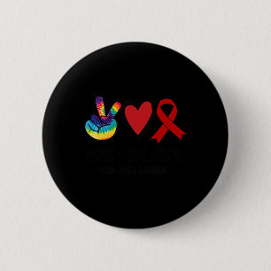 Macaron Rond 5 Cm Peace Love Cure Blood Cancer Sensibilisation Lieu