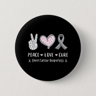 Macaron Rond 5 Cm Peace Love cure Cerveau cancer sensibilisation hom