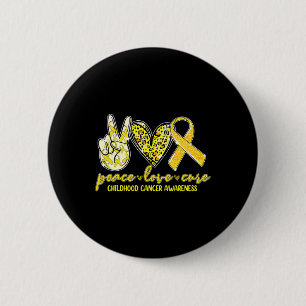 Macaron Rond 5 Cm Peace Love Cure Chilhood Cancer Awareness Leopart