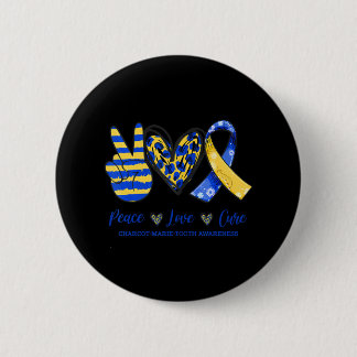 Macaron Rond 5 Cm Peace Love Cure CMT Awareness 2022