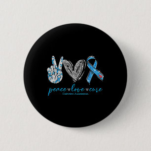 Macaron Rond 5 Cm Peace Love Cure Diabète Sensibilisation