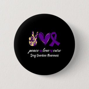 Macaron Rond 5 Cm Peace Love Cure Drug Overdose Purple Ribbon Acteur
