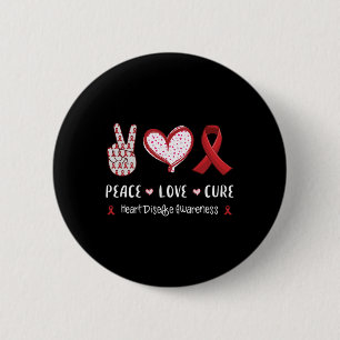 Macaron Rond 5 Cm Peace Love Cure Heart Disease Awareness Hommes Fem