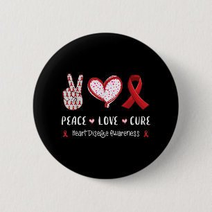 Macaron Rond 5 Cm Peace Love Cure Heart Disease Awareness Hommes Fem