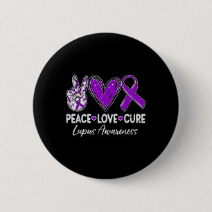 Macaron Rond 5 Cm Peace Love Cure Lupus Sensibilisation Guerrier Rib