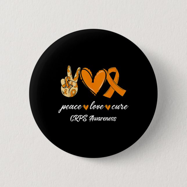 Macaron Rond 5 Cm Peace Love Cure Orange Ribbon Crps de sensibilisat (Devant)