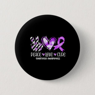 Macaron Rond 5 Cm Peace Love Cure Purple Ribbon Overdose Sensibilisa