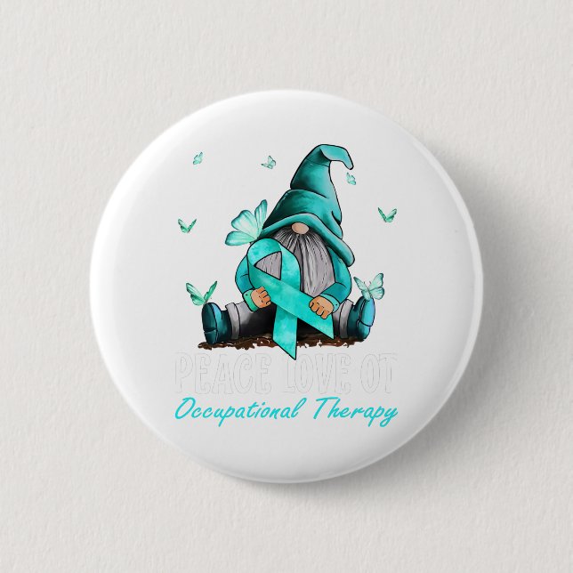 Macaron Rond 5 Cm Peace Love Cure Turquoise AOTA Professionnel (Devant)