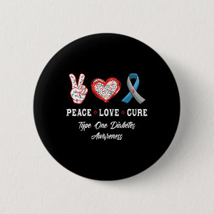 Macaron Rond 5 Cm Peace Love Cure Type Un Diabète Sensibilisation Ho