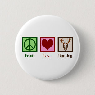 Macaron Rond 5 Cm Peace Love Deer Hunting