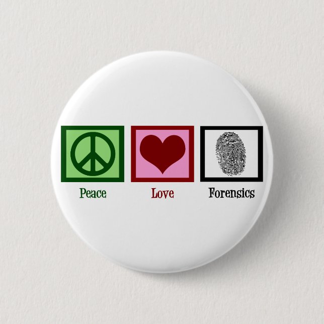 Macaron Rond 5 Cm Peace Love Forensics (Devant)