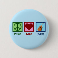 Peace Love Guitar Cute Blue Guitariste