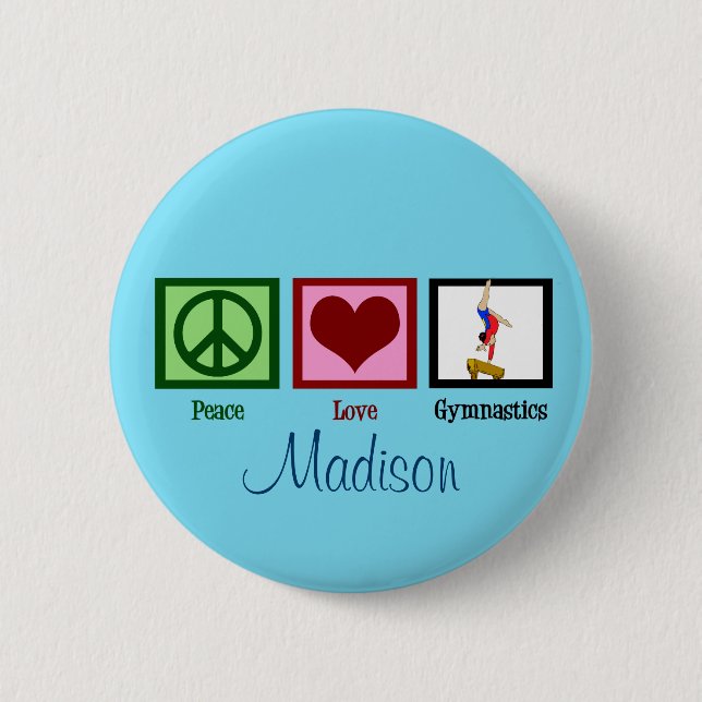 Macaron Rond 5 Cm Peace Love Gymnastique Personnalisée (Devant)